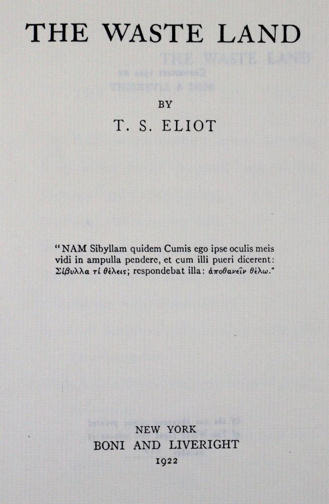 Große Abbildung Nr.1: 123-683 Eliot,T.S.: (Faksimile)