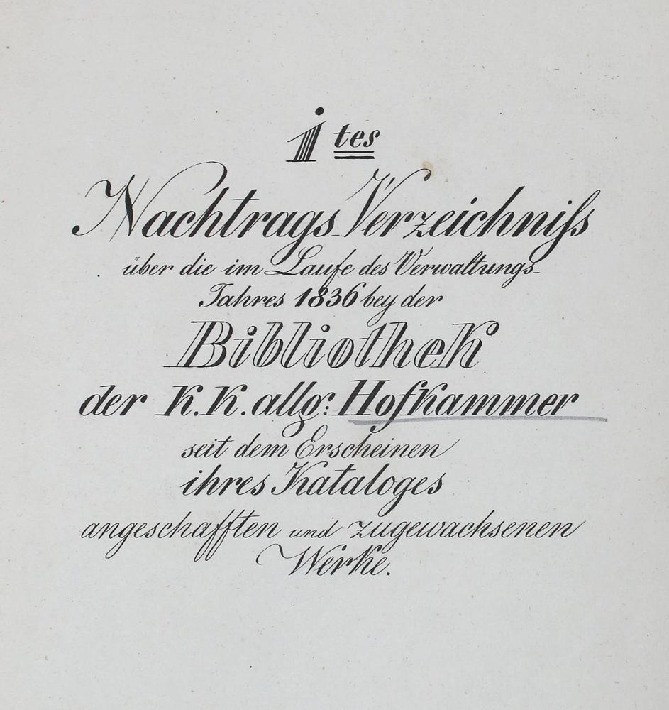 Große Abbildung Nr.1: 123-694 1tes Nachtrags-Verzeichniss: (Kataloge)