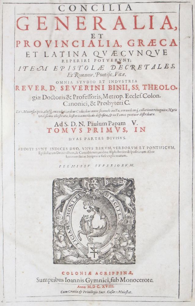 Große Abbildung Nr.2: 123-75 Binius,S.: (Alte Drucke, Handschriften und Theologie)