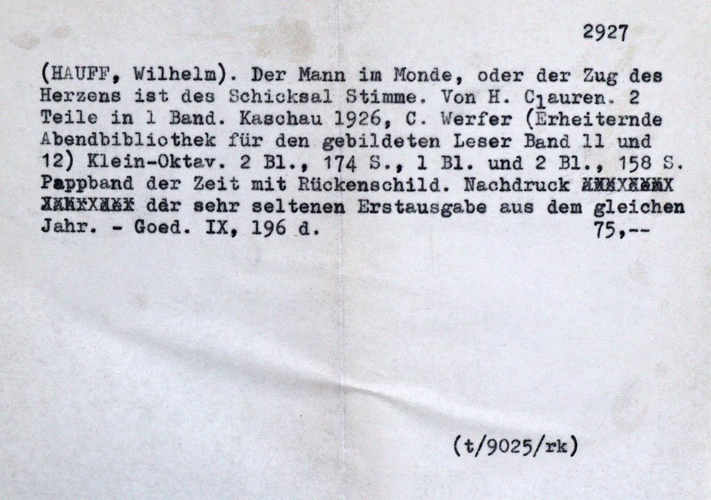 Große Abbildung Nr.2: 123-882 (Hauff,W.).: (Literatur und illustrierte Bücher bis 19.Jahrhundert)