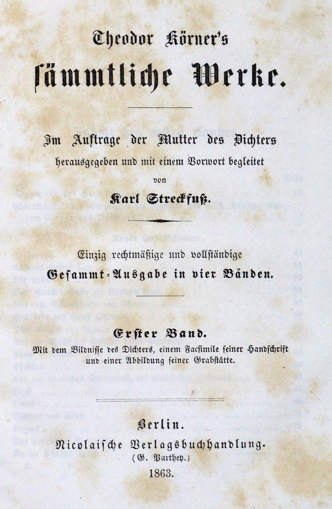 Große Abbildung Nr.1: 123-897 Körner,T.: (Literatur und illustrierte Bücher bis 19.Jahrhundert)