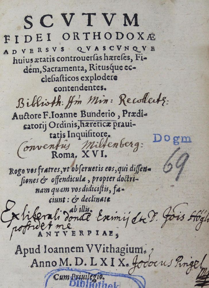Große Abbildung Nr.1: 123-90 Bunderius,J.: (Alte Drucke, Handschriften und Theologie)