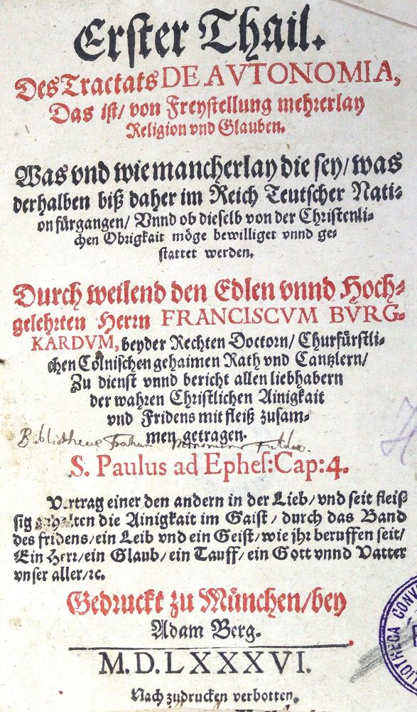 Große Abbildung Nr.1: 123-91 Burkhard,F. (d.i. A.Erstenberg).: (Alte Drucke, Handschriften und Theologie)