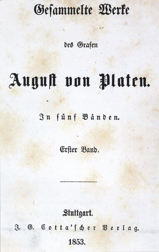 Große Abbildung Nr.1: 123-918 Platen,A.v.: (Literatur und illustrierte Bücher bis 19.Jahrhundert)