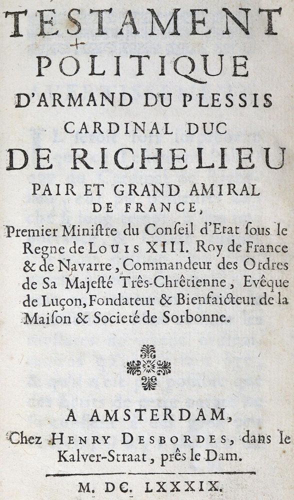 Große Abbildung Nr.1: 123-924 (Richelieu,A.J.du Plessis).: (Literatur und illustrierte Bücher bis 19.Jahrhundert)