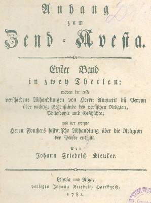Bild Nr.1: 123-1011 Kleuker,J.F.: (Zend-Avesta)