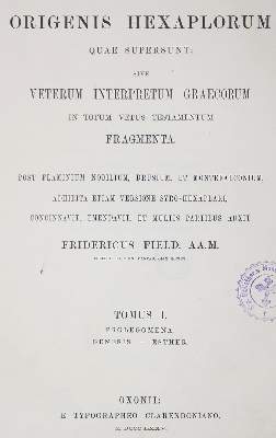 Bild Nr.1: 123-140 Field,F.: (Alte Drucke, Handschriften und Theologie)
