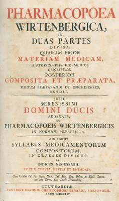 Bild Nr.1: 123-1411 Pharmacopoea Wirtenbergica.: (Medizin, Pharmazie)