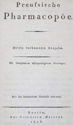 Bild Nr.1: 123-1413 Preussische Pharmacopöe.: (Medizin, Pharmazie)