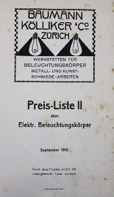 Bild Nr.1: 123-1495 Baumann Kölliker & Co.: (Verschiedene Gebiete - Varia, Elektrizität)