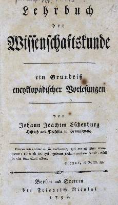 Bild Nr.1: 123-1496 Eschenburg,J.J.: (Verschiedene Gebiete - Varia)