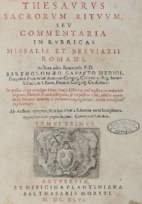Bild Nr.1: 123-151 Gavanti,B.: (Alte Drucke, Handschriften und Theologie)
