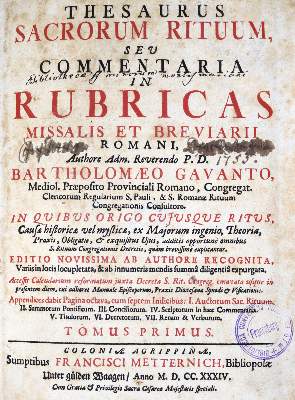 Bild Nr.1: 123-152 Gavanto,B.: (Alte Drucke, Handschriften und Theologie)