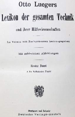 Bild Nr.1: 123-1542 Lueger,O.: (Verschiedene Gebiete - Varia, Technik und Handwerk)
