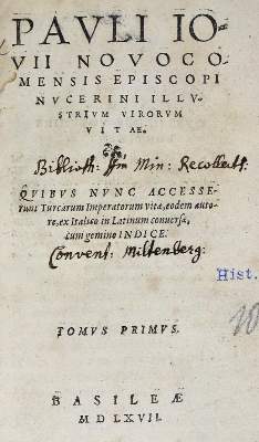 Bild Nr.1: 123-161 Giovio,P.: (Alte Drucke, Handschriften und Theologie)