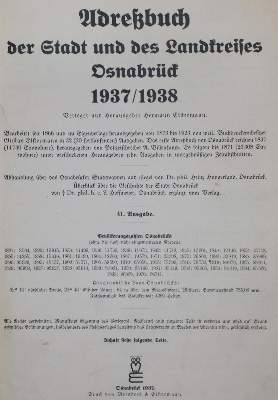 Bild Nr.1: 123-1654 Adreßbuch: (Deutschland, Osnabrück)