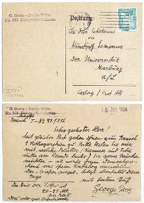Bild Nr.1: 123-1884 Grosz, George,(1892 - 1959, Berlin).: (Autographen)