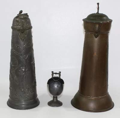 Bild Nr.2: 123-1954 Jugendstil Zinn- u. Kupferkanne: (Varia)