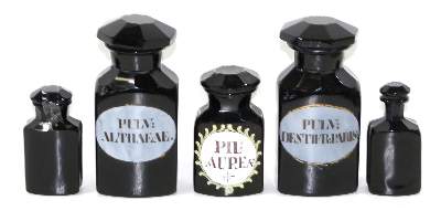 Bild Nr.1: 123-2114 Apothekenflaschen: (Apothekenwesen, Glas)