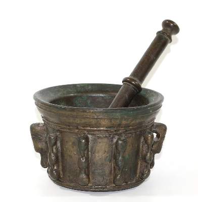 Bild Nr.1: 123-2155 Rippenmörser,: (Apothekenwesen, Mörser)