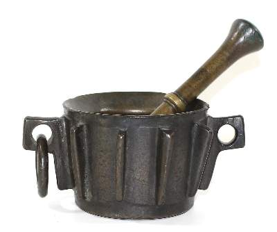 Bild Nr.1: 123-2157 Rippenmörser,: (Apothekenwesen, Mörser)