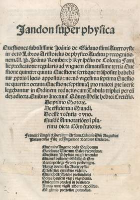 Bild Nr.1: 123-216 Johannes de Janduno.: (Alte Drucke, Handschriften und Theologie)