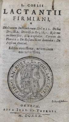 Bild Nr.1: 123-225 Lactantius,L.C.F.: (Alte Drucke, Handschriften und Theologie)