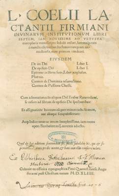 Bild Nr.1: 123-226 Lactantius,L.C.F.: (Alte Drucke, Handschriften und Theologie)