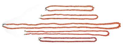 Bild Nr.1: 123-2325 5 Korallencolliers: (Schmuck, Colliers)
