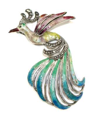 Bild Nr.1: 123-2373 Prächtige Pfauenbrosche: (Schmuck, Pforzheim)