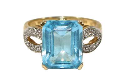 Bild Nr.1: 123-2379 Ring Blautopas 585 GG: (Schmuck, Ringe)