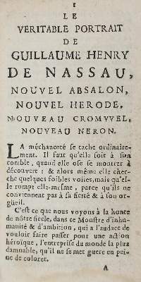 Bild Nr.1: 123-298 (Portrait de Prince d'Orange).: (Alte Drucke, Handschriften und Theologie)