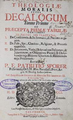 Bild Nr.1: 123-341 Sporer,P.: (Alte Drucke, Handschriften und Theologie)