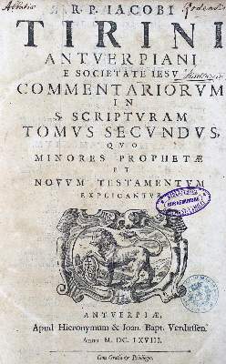 Bild Nr.1: 123-349 Tirinus,J.: (Alte Drucke, Handschriften und Theologie)