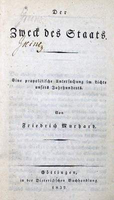 Bild Nr.1: 123-385 Murhard,F.: (Politik und Staatswissenschaften)