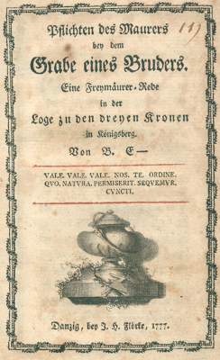 Bild Nr.1: 123-407 (Hippel,T.G.v.).: (Freimaurerei)