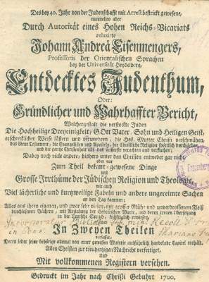 Bild Nr.1: 123-422 Eisenmenger,J.A.: (Judaica)