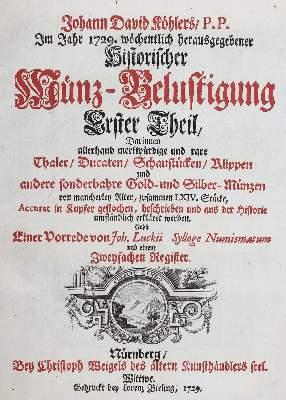 Bild Nr.1: 123-550 Köhler,J.D.: (Numismatik u. Siegelkunde, Medaillen)