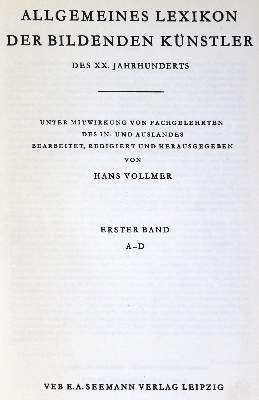 Bild Nr.1: 123-663 Vollmer,H.: (Kunstwissenschaft)