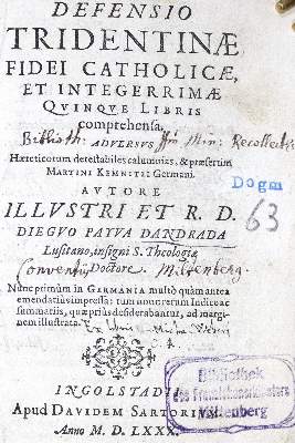 Bild Nr.1: 123-7 Andrada,D.P.de.: (Alte Drucke, Handschriften und Theologie)
