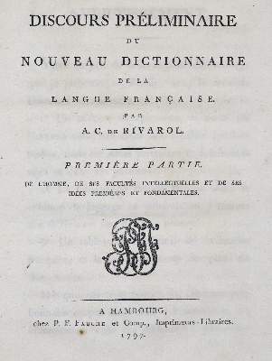 Bild Nr.1: 123-707 Rivarol,A.C.de.: (Lexika - Wörterbücher - Sprachwissenschaften)