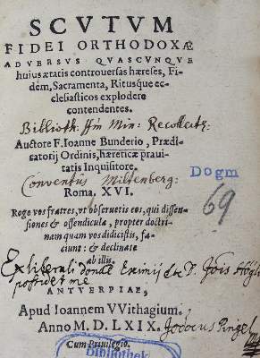 Bild Nr.1: 123-90 Bunderius,J.: (Alte Drucke, Handschriften und Theologie)