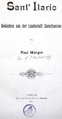 Bild Nr.1: 123-909 Mongre,P. (d.i. F.Hausdorff).: (Literatur und illustrierte Bücher bis 19.Jahrhundert)