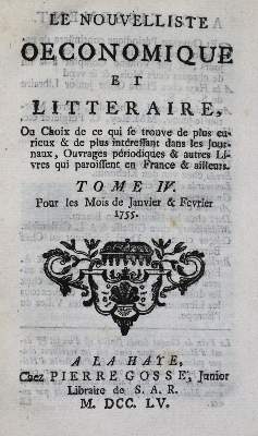 Bild Nr.11: 123-913 Nouvelliste Oeconomique et Litteraire, Le.: (Literatur und illustrierte Bücher bis 19.Jahrhundert)