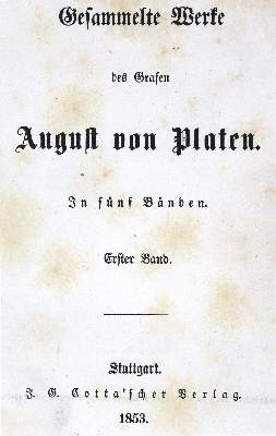 Bild Nr.1: 123-918 Platen,A.v.: (Literatur und illustrierte Bücher bis 19.Jahrhundert)