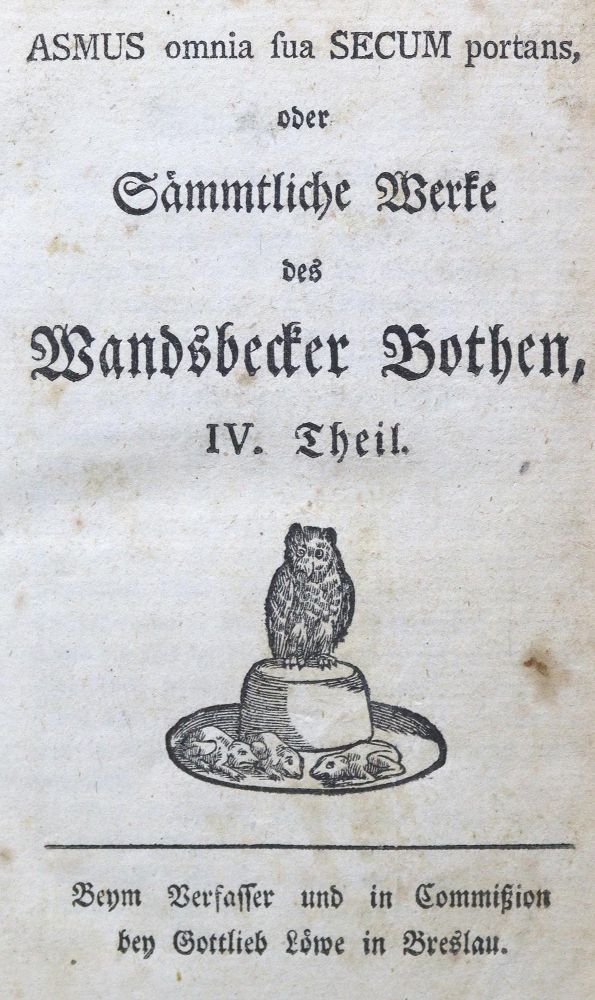 Große Abbildung Nr.1: 124-1085 (Claudius,M.).: (Literatur und illustrierte Bücher bis 19.Jahrhundert)