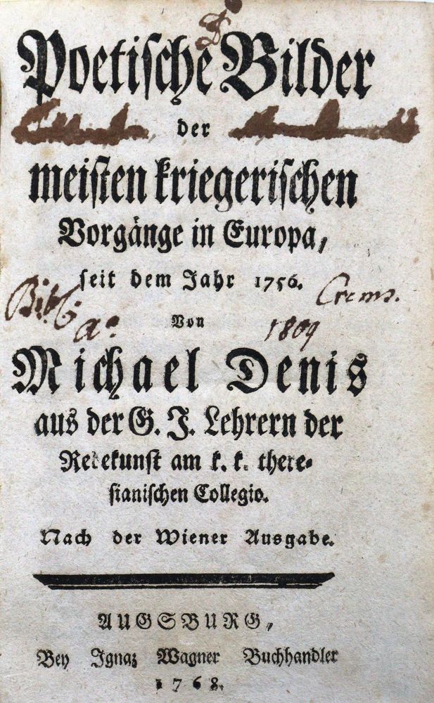 Große Abbildung Nr.1: 124-1095 Denis,(J.N.C.)M.: (Literatur und illustrierte Bücher bis 19.Jahrhundert)