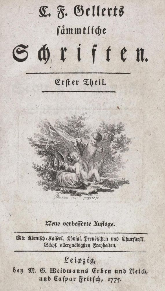 Große Abbildung Nr.1: 124-1131 Gellert,C.F.: (Literatur und illustrierte Bücher bis 19.Jahrhundert)