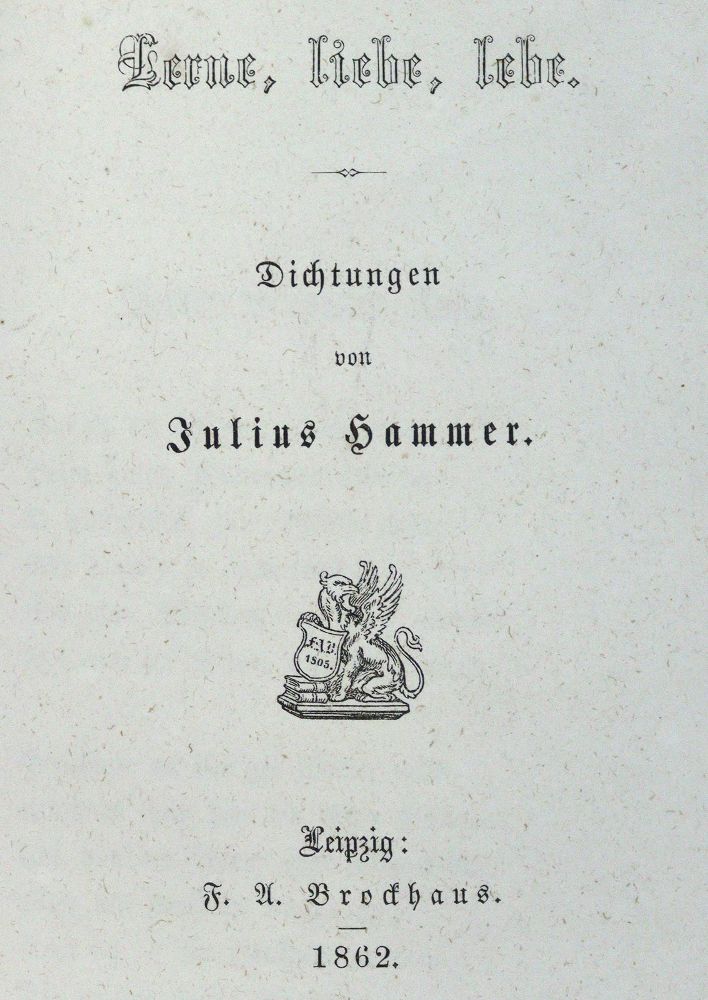 Große Abbildung Nr.1: 124-1141 Hammer,J.: (Literatur und illustrierte Bücher bis 19.Jahrhundert)