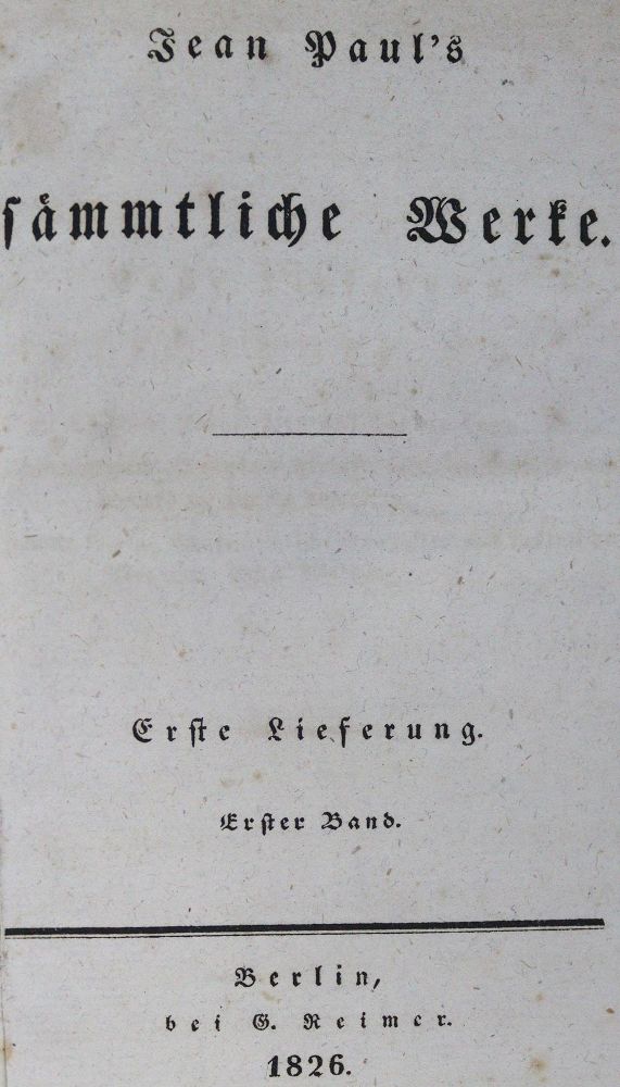 Große Abbildung Nr.1: 124-1154 Jean Paul (d.i. J.P.F.Richter).: (Literatur und illustrierte Bücher bis 19.Jahrhundert)